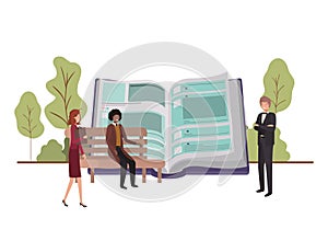 Group of people business with open book