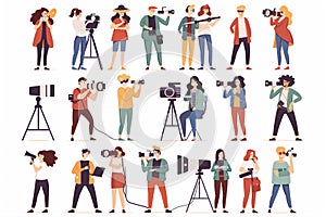 Group of People With Cameras and Tripods photo