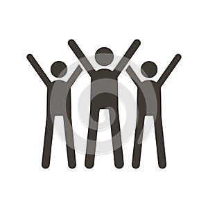 Group of people celebrating. Vector trendy flat glyph icon illustration design. Teamwork success, business partnership strategy,