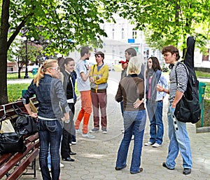Group of people in city.