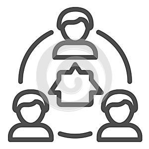 Group of people with common interests line icon, Black Friday concept, customer service sign on white background, group