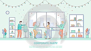 Group People Company Employee Celebrates Holiday