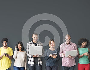 Group of People Connection Digital Device Concept