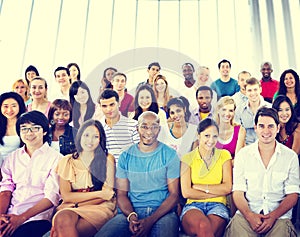 Group People Crowd Audience Casual Multicolored Sitting Concept