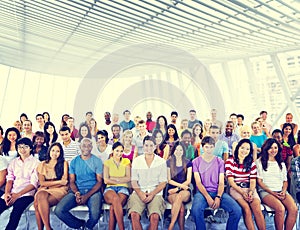 Group People Crowd Audience Casual Multicolored Sitting Concept