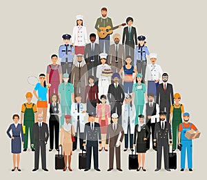 Group of people with different occupation. Employee and workers characters standing together.