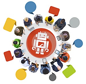 Group of People with Digital Devices and Technology Concept