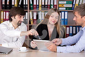 Group of People discussing Business Subject at Office