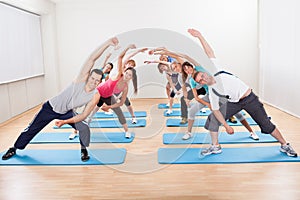 Group of people doing aerobics