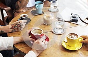 Group Of People Drinking Coffee Concept