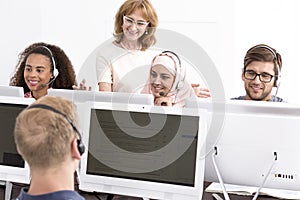 Group of people during e-learning classes