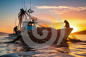 A group of people enjoy a leisurely boat ride on the glistening waters, surrounded by the vast expanse of the sea