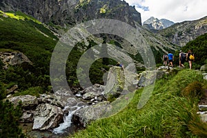 Group of people enjoying a hike in the High Tatras