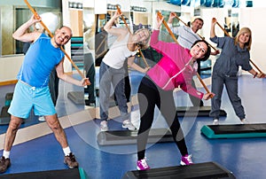 Group of people exercising in a fitness club