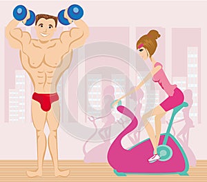 A group of people exercising in the gym