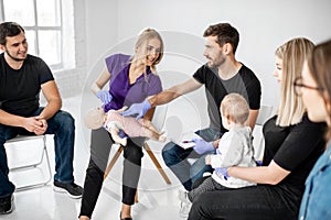 Group of people during the first aid training