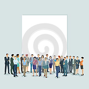 Group of people in front of a white wall