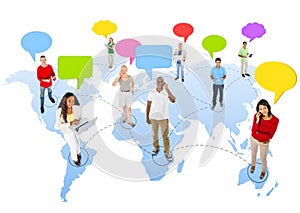 Group of People with Global Communications