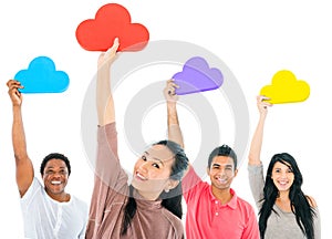Group of People Holding the Cloud