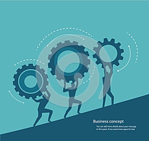 Group of people holding gears and space for write. concept of innovation vector illustration eps10