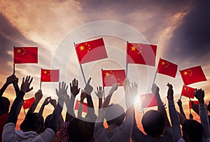 Group of People Holding National Flags of China