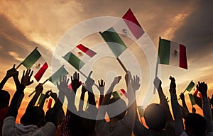 Group of People Holding National Flags of Iran