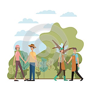 Group of people in the landscape avatar character