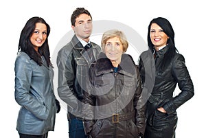 Group of people in leather coats photo