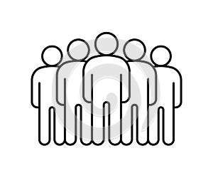 Group of people, line icon. Teamwork, crowd of person. Business communication, leader and employee connection. Vector