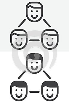 Group of people line and solid vector icon set