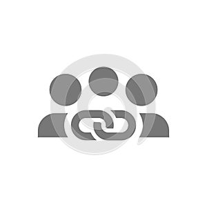 Group of people and link vector icon