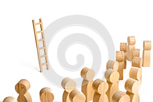 Group of people looking at the ladder. career ladder. Promotion at work, business, self-development, leadership skills, social