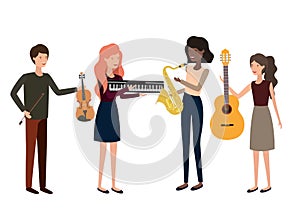 Group of people with musical instruments