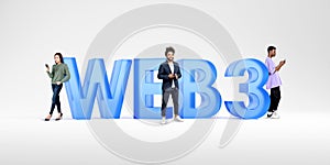 Group of people near web3 sign