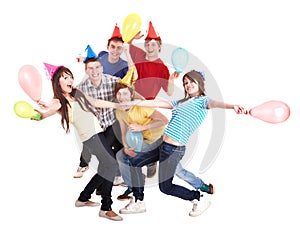 Group of people in party hat.