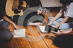 Group of people praying worship believe