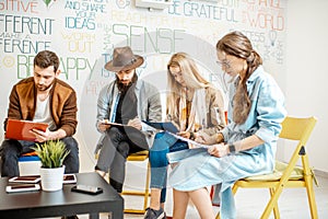 Group of people during the psychological therapy indoors