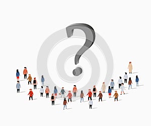 Group of people with question mark. Problem solving concept.