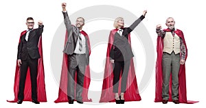 group of people in red raincoat isolated
