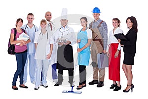 Group of people representing diverse professions