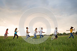 Group of people running