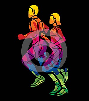 Group of People Running Together Runner Marathon Male and Female Run Action Cartoon Sport Graphic