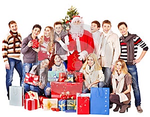 Group people and Santa.