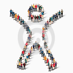 Group people shape man