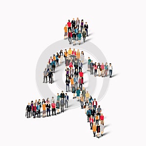 Group people shape man