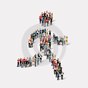 Group people shape man