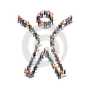Group people shape man