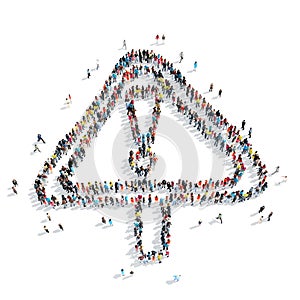 group people shape road sign