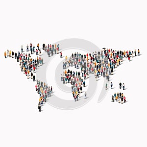 Group people shape world map