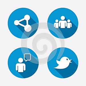 Group of people and share icons. Speech bubble